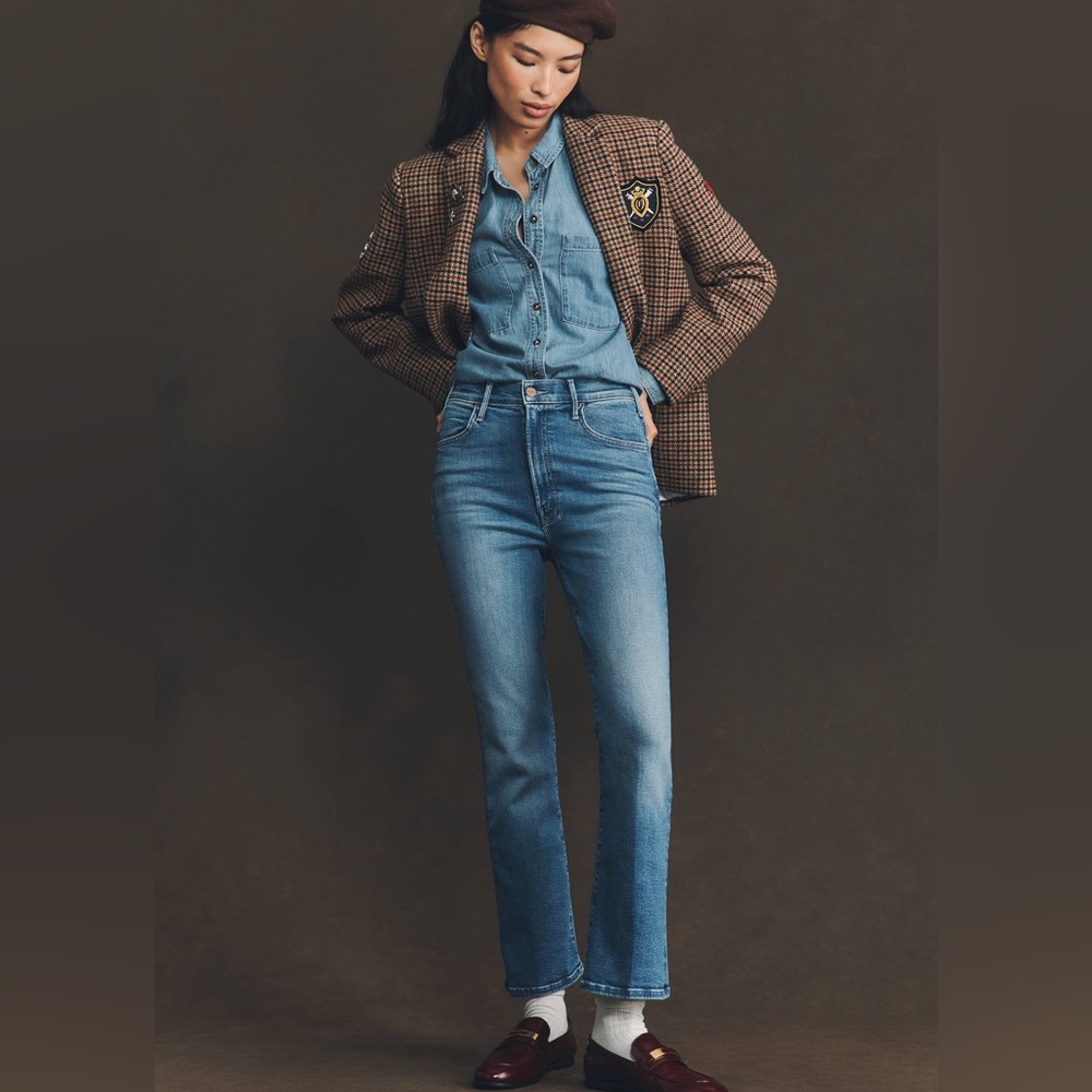MOTHER Blue Straight Leg Jeans